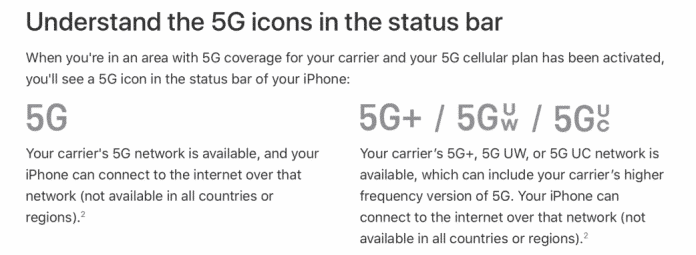 5G icon in iphone